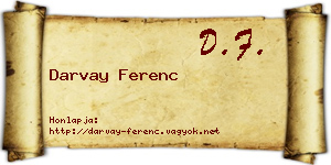 Darvay Ferenc névjegykártya